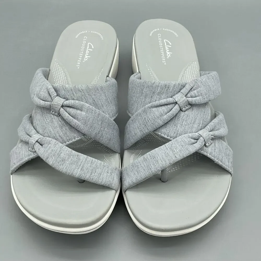 Clark’s Women’s Breeze Rae Cam Thong Slip on Sandals Light Grey Size 9M